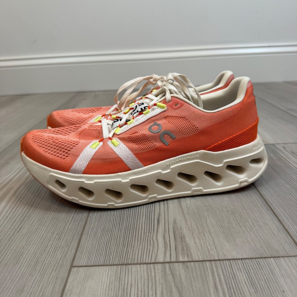 On Cloudeclipse, Flame/Ivory Orange White Women's Size 10.5 Road Running Shoes
